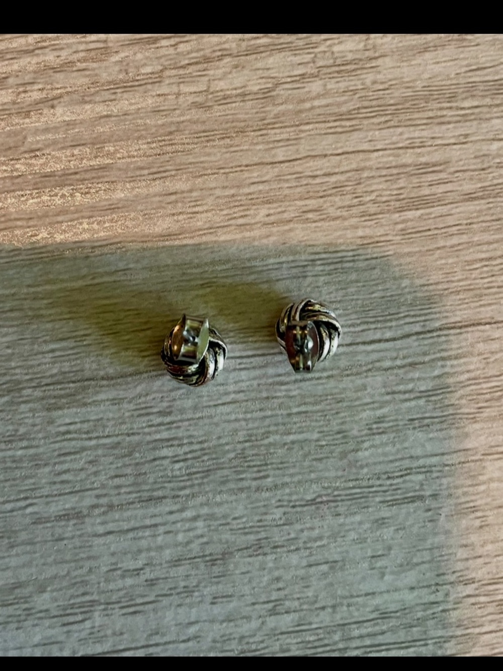 Silver Love Knot Stud Earrings - Picture 5 of 7